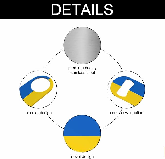 Ukraine Flag Stainless Steel Bottle Opener Yellow Blue Ukrainian Symbol Emblem - Image 3