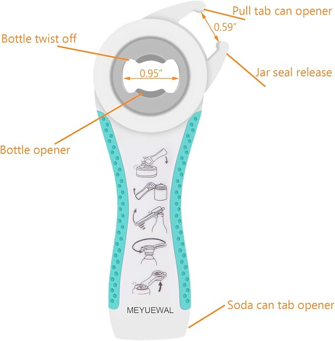 Jar Opener for Weak Hands - 5 in 1 Multi Function Can Opener Bottle Opener Kit - Image 4