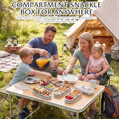 FoldTier 20oz Stainless Steel Snack Container Bento Box, Beige, 4 Pack