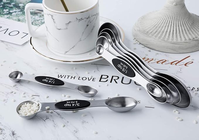 Magnetic Measuring Spoons Set of 7 Stainless Steel Dual Sided Teaspoon - Image 6