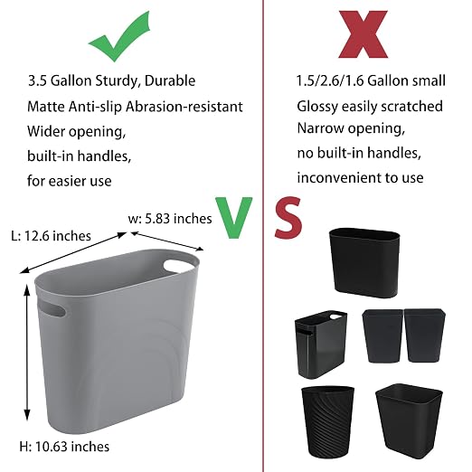 rejomiik Small Trash Can, Slim Garbage Can Plastic Waste Basket - Image 3