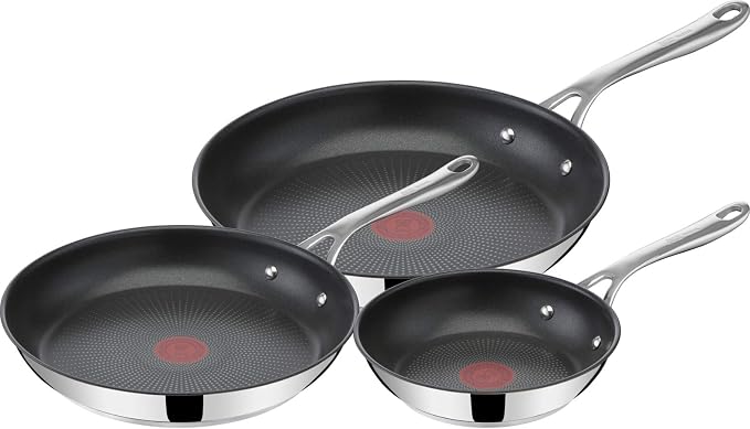 T-Fal Jamie Oliver Cooks Direct, Stainless Steel Non-stick Frying Pan 3 Pcs Set by T-falbrand
