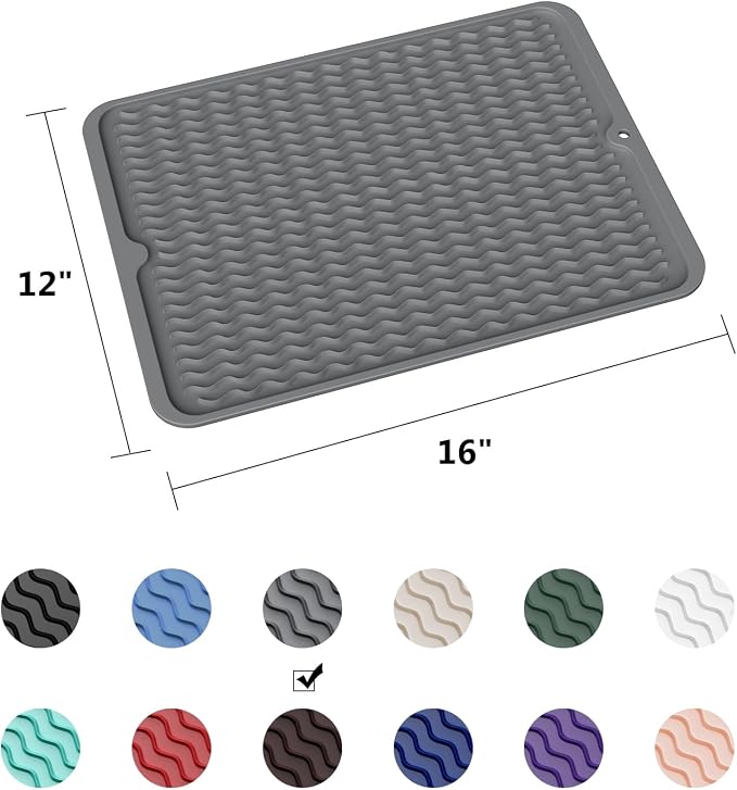 ZLR Silicone Dish Drying Mat for Kitchen Counter, Eco-Friendly Fast Dry Dish Mat - Image 6