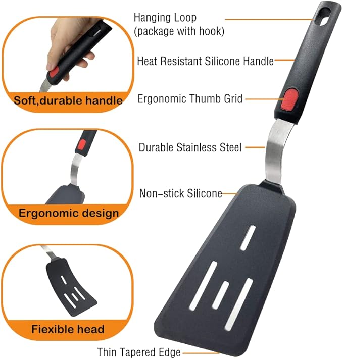 Silicone Spatula Turner Set of 4, Wiztoynia 600°F Heat Resistant Cooking - Image 4