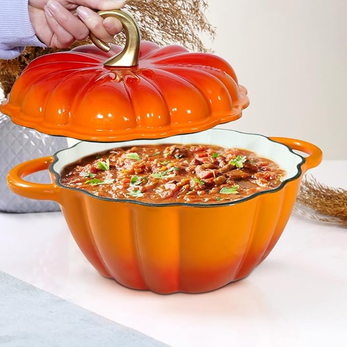 Pumpkin Enameled Cast Iron Dutch Oven - Image 5