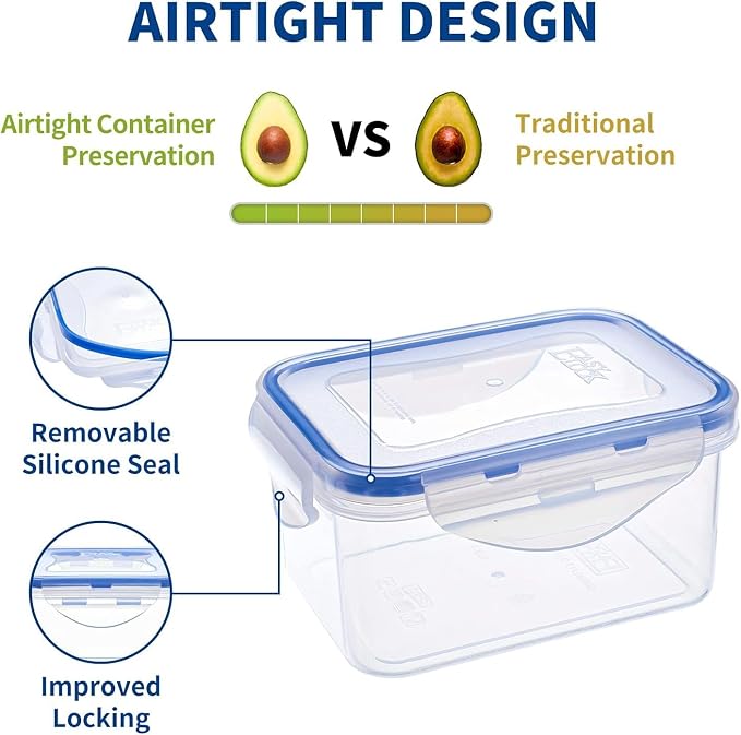 KIGI Small Food Storage Containers, 4-Sided Locking Airtight Lids, BPA-Free - Image 3