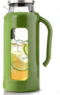 Delove Glass Pitcher with Lid & Shatterproof Shell – Heat-Resistant by Delove