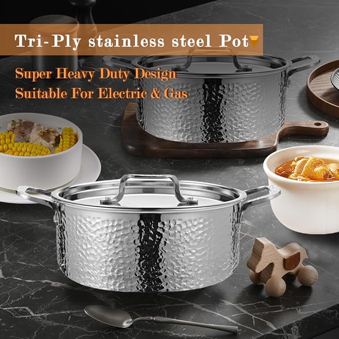 Vivicreate Tri-Ply Stainless Steel Stockpot Deep Cooking Pot - Image 9