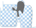 Oven Mitts and Pot Holders Set, Checkerboard Pattern Pastel Blue Silicone by DADABULIU