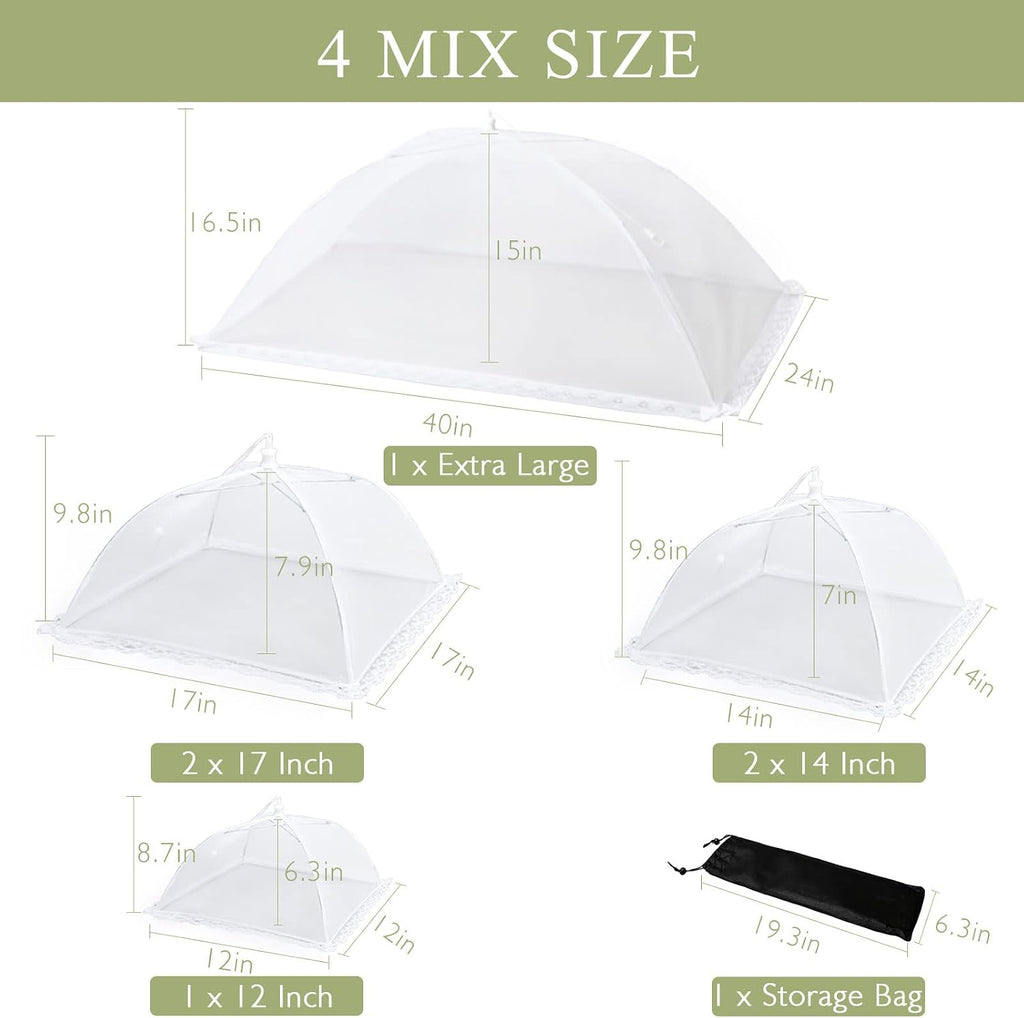 7Pack Various Size (40x24*1,17x17*2,14x14*2,12x12*2) Pop-up Food Tents