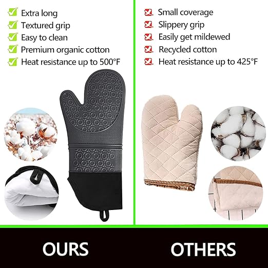 Silicone Oven Mitts and Pot Holders Sets, MTZRFLL Extra Long Heat Resistant - Image 3