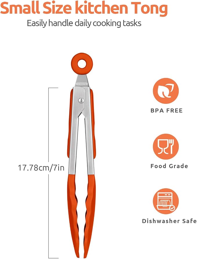 600ºF Heat Resistant Kitchen Tong: U-Taste 7 inch Silicone Cooking Tong - Image 2