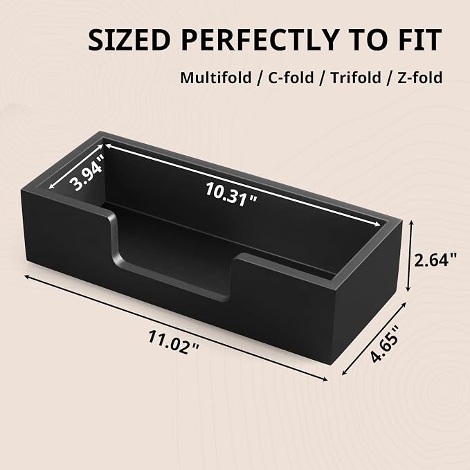 Paper Towel Dispenser Countertop, Wooden Folded Paper Hand Towel Holder - Image 2