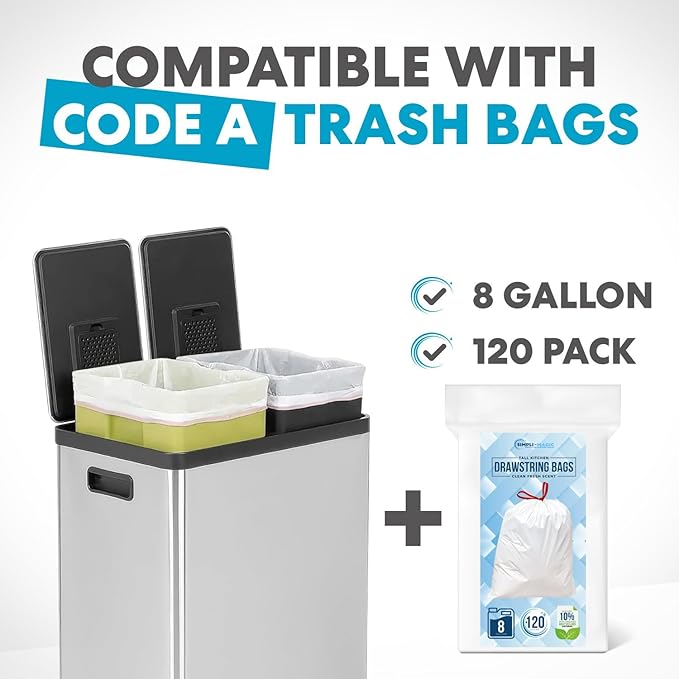 SIMPLI-MAGIC 60 Liter / 16 Gallon Rectangular Hands-Free Dual Compartment - Image 4