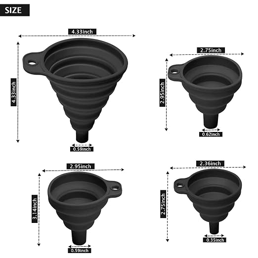 Set of 4 Silicone Collapsible Kitchen Funnel - Image 4