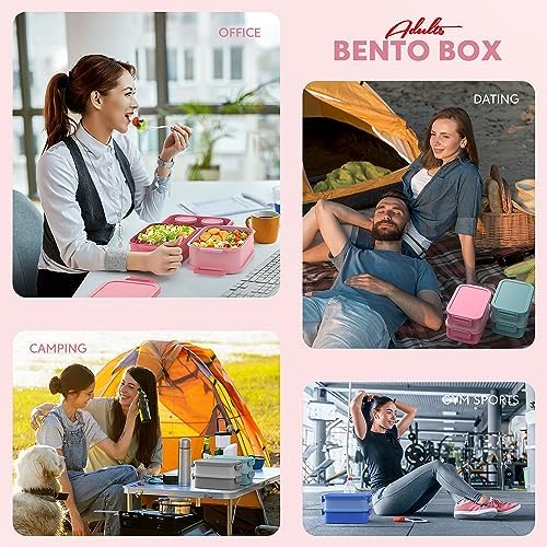 Jelife Bento Lunch Box for Adults, 3 Layers Leak-Proof Stackable Bento