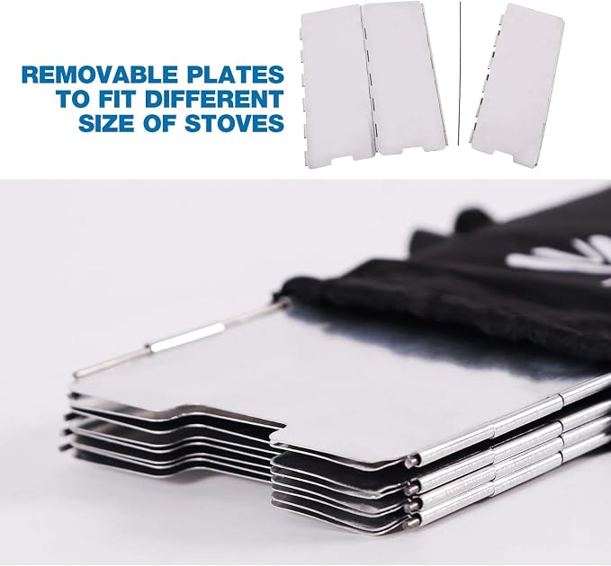 REDCAMP Folding Outdoor Stove Windscreen, 9 Plates Aluminum Camping Stove - Image 4