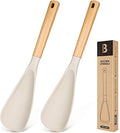 Cooking Spoon for Nonstick Cookwares, Wood Handle Spoon for Mixing, and Scrape by BADIANO