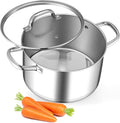 Leonyo 5 Quart Stock Pot with Lid, 18/10 3-ply Stainless Steel Stockpot by Leonyo