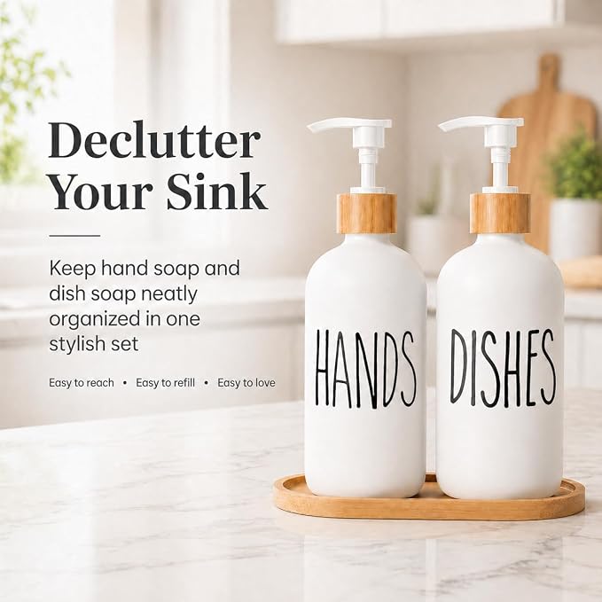 Dish Soap Dispenser for Kitchen Sink.Glass Hand Soap Dispenser, Modern - Image 3