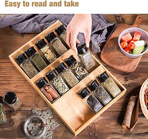 3-Tier Bamboo Drawer Spice Rack Wooden Kitchen Cabinet Spice Organizer