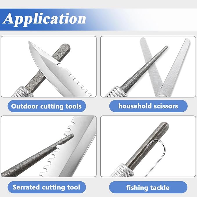 Wolfride 2Pcs Serrated Knife Sharpener, Retractable Diamond Sharpening Rod - Image 3