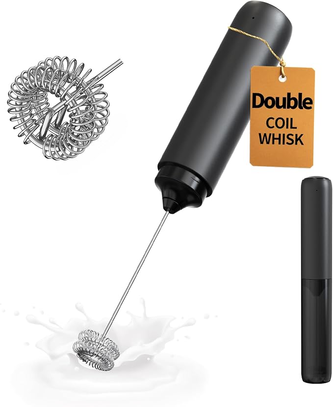 CIRCLE JOY Rechargeable Milk Frother Hanheld, Dual Coil Whisk Head Electric by CIRCLEJOY