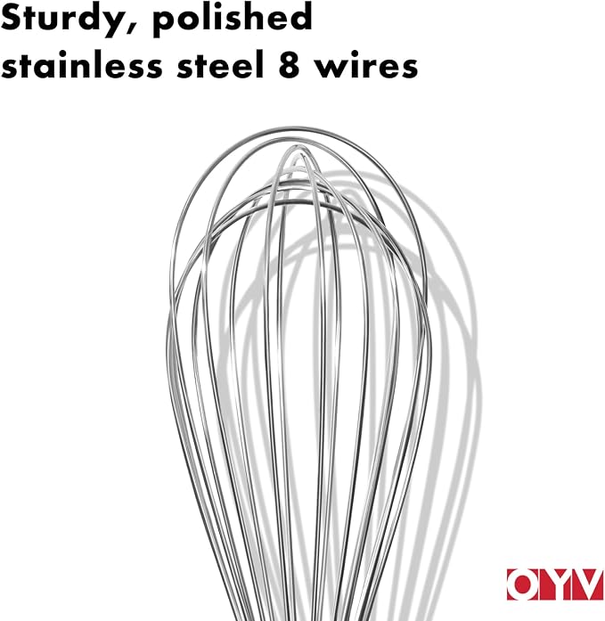 OYV 18/10 Stainless Steel Whisk, Ergonomic Handle, Dishwasher Safe Metal whisk - Image 6