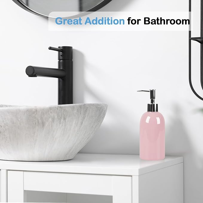 Natheeph 14OZ Ceramic Soap Dispenser Ceramic Soap Pump Dispenser Can Fill Liquid - Image 5