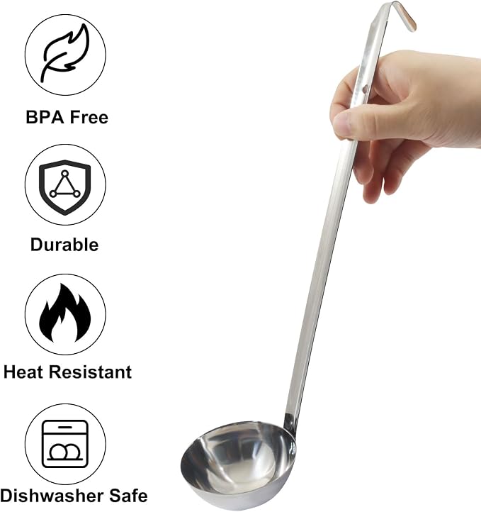 4 Oz Stainless Steel Ladle, 11.8" Long Handle Length - Image 4