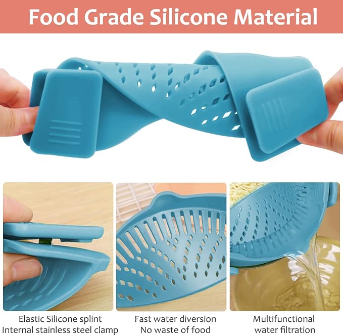 YEVIOR Clip on Strainer for Pots Pan Pasta, Silicone Food Strainer Hands-Free - Image 4