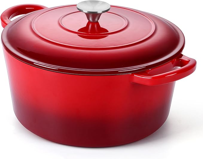 P&P CHEF 6QT Enameled Dutch Oven, Cast Iron Dutch Oven Pot by PPCHEF