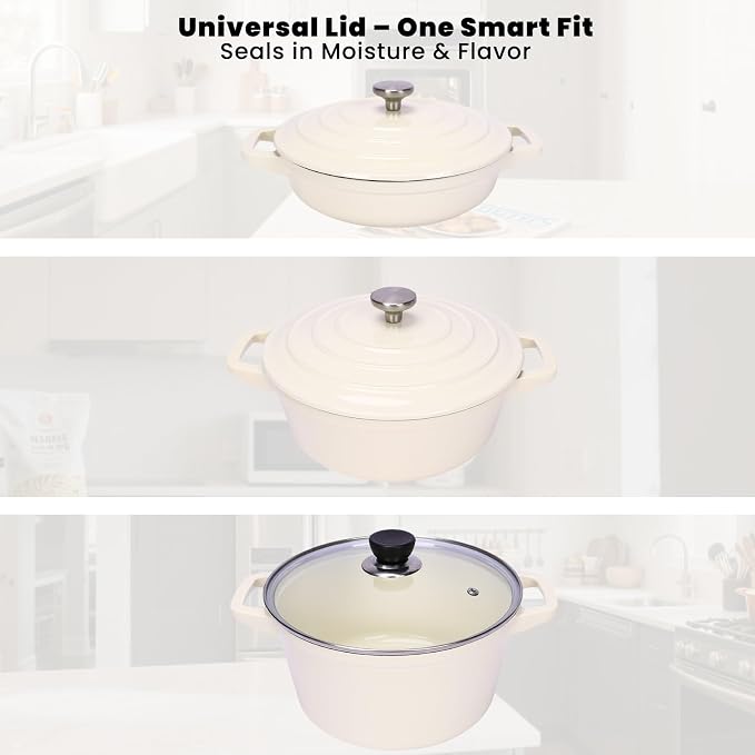 QuliMetal Enameled Cast Iron Set 5-Pc, Dutch Oven, Grill Pan, - Image 5