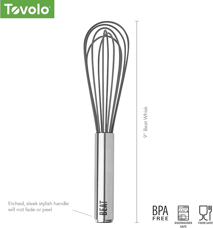 Tovolo Whisk 9 Inch Heavy Duty Silicone Wire Stainless Steel Whisker - Image 6