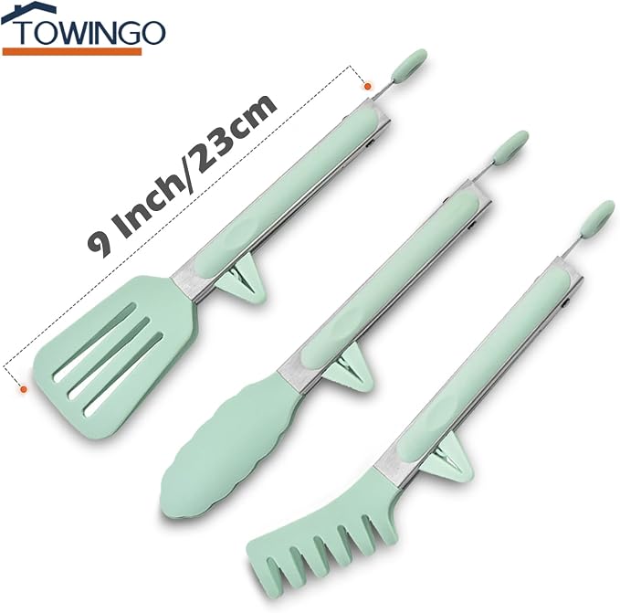 Kitchen Tongs for Cooking, 9 Inch Small Silicone Tongs, Food Grade Mini Serving - Image 5