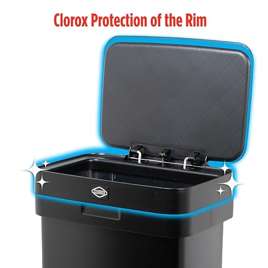 Clorox 13 Gallon Trash Can - 50L Kitchen Trash Can - Rectangular Black - Image 4