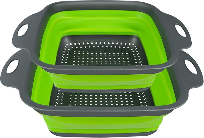 AUAUY 2 PCS Collapsible Colander Set, Square Silicone Folding Colander by AUAUY