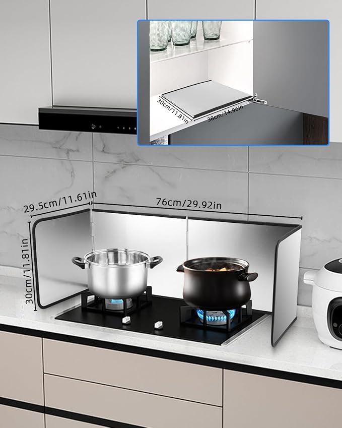 4 Sided Splatter Guard Foldable Stainless Steel Stove Splash Guard 11.8″ Height - Image 2