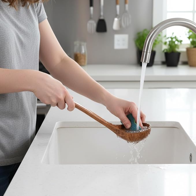 Wooden Ladle for Soup, Non-Stick Wooden Spoon Set, 3 Size Wood Ladle Spoon - Image 6