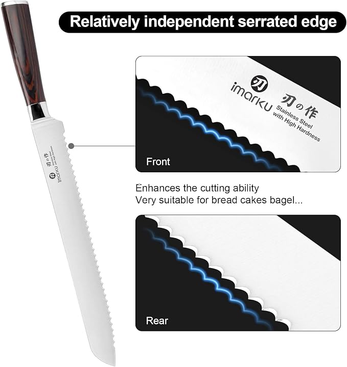 imarku Bread Knife, German High Carbon Stainless Steel Professional Grade Bread - Image 3