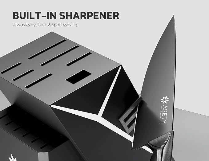 Kitchen Knife Sets with Block -15 PCS Knife Set with Bulti-in Sharpener - Image 4