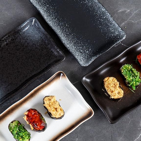 Sushi Plates, Ceramic Rectangular Platters Serving Trays Set, Sushi