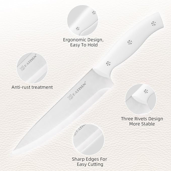 15-Piece White Kitchen Knife Set - Image 4