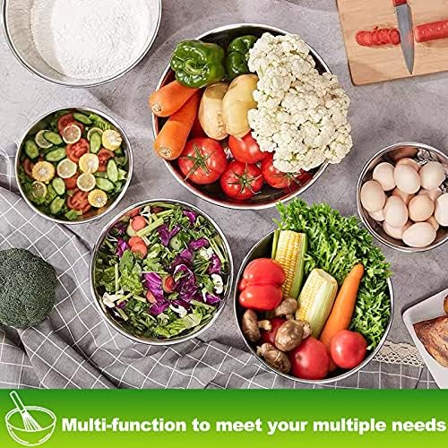 Fungun Mixing Bowls with Airtight Lids, 18 PCS Stainless Steel Nesting