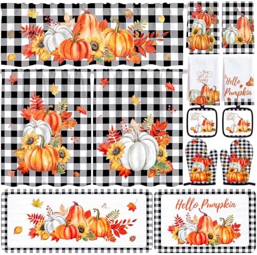 Haull 13 Pcs Fall Thanksgiving Kitchen Decor Set Buffalo Plaid