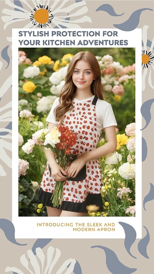 Vintage Floral Apron for Women - Image 5