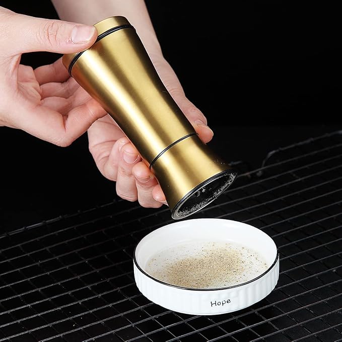 Kyraton Gold Salt and Pepper Shakers, Titanium Plating Stainless Steel Salt and - Image 4