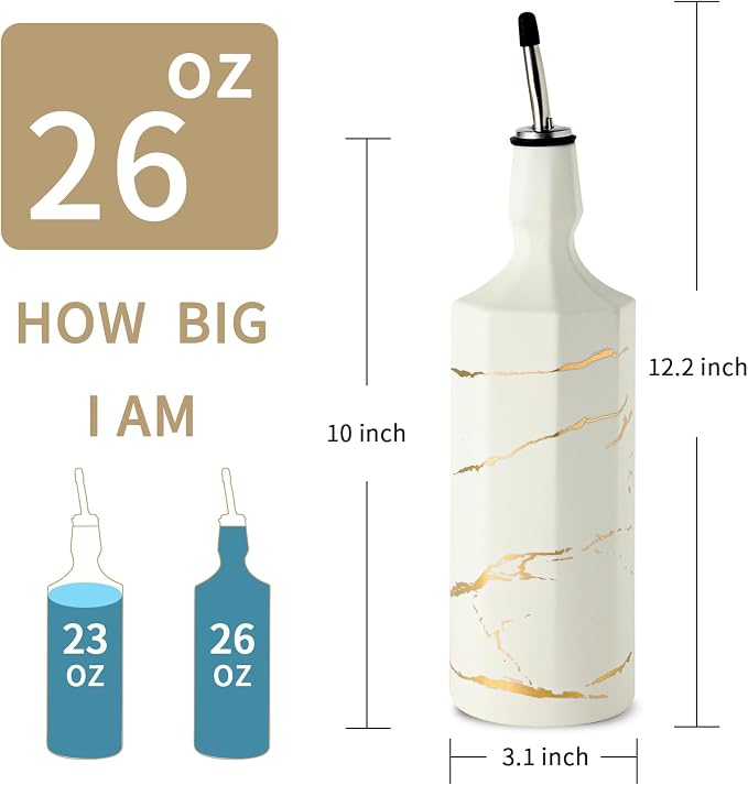 Ceramic Olive Oil Dispenser Bottle, Large Capacity 26oz Oil and Vinegar Bottles - Image 2