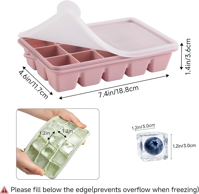 Silicone Ice Cube Trays with Lid, Easy Release Ice Molds, Reusable and - Image 3