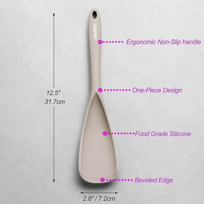 Cooking Spoon for Nonstick Cookwares, VOVOLY Silicone Spoon for Mixing - Image 2